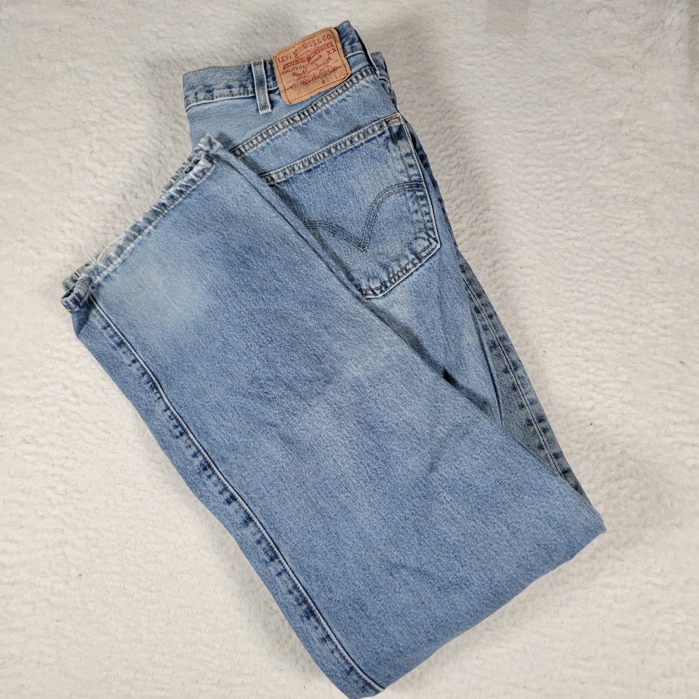 Levi's 501 Jeans Mens 36x30 Light Wash Blue Straight Leg Button Fly Denim